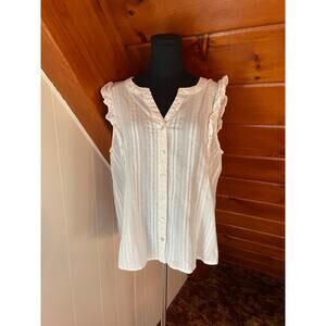 Jane + Delancey White Cotton Ruffle Sleeve Blouse sz 1X